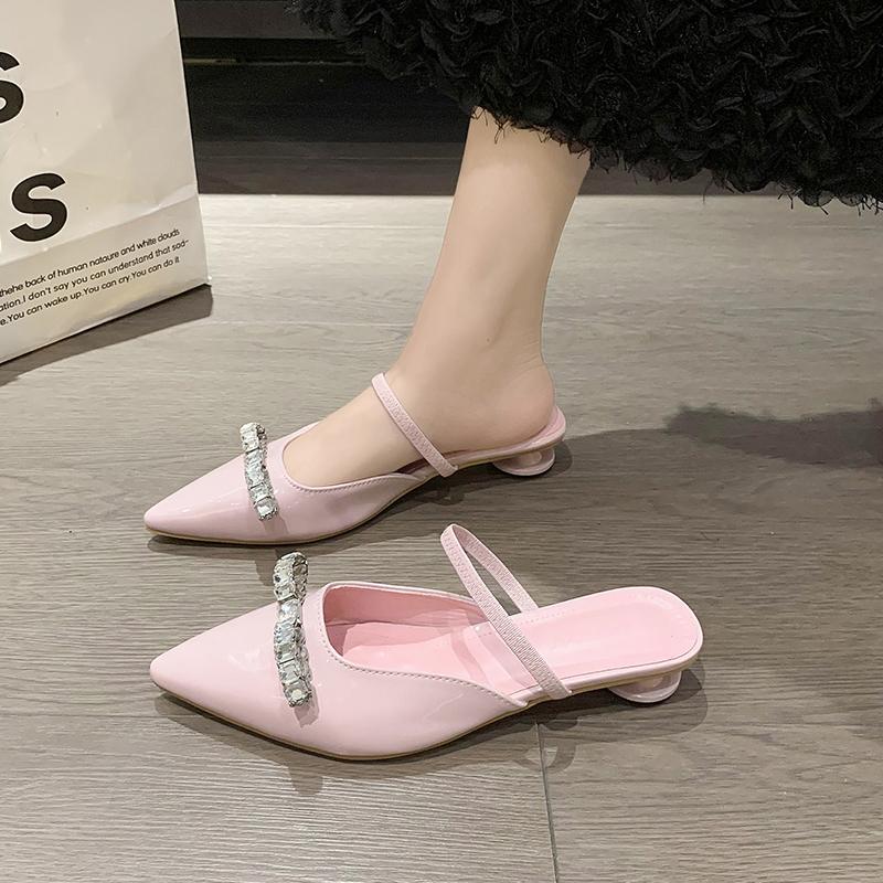 Fashion New Style Women Patent Pink Slippers Spring Summer Flats Pointed Toe Dress Shoes Designer Elegant Shallow Party Zapatos Mujer