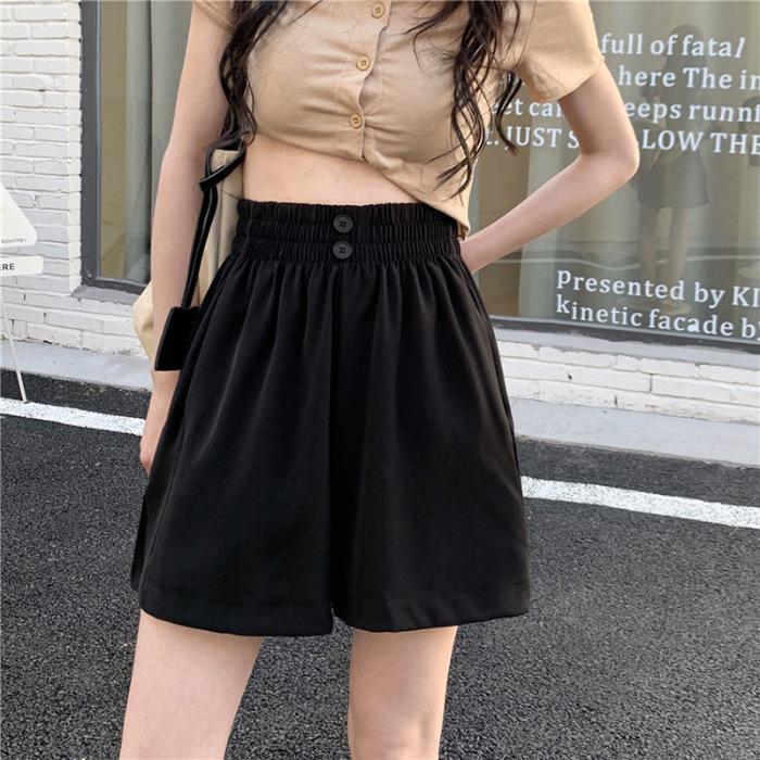

Women s Black High-Waisted A-Line Wide-Leg Suit Shorts - Summer 2024 Slimming Casual Capris 3XL чорний