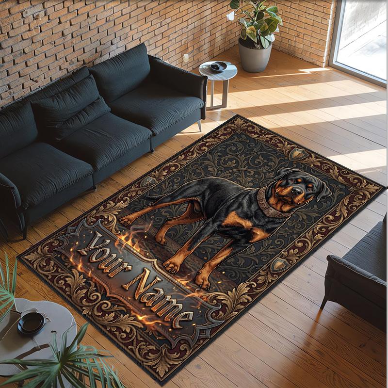 Decorative Artwork Theme Crystal Velvet Rug Personalized Custom Name Text Soft Floor Mat Home Decor