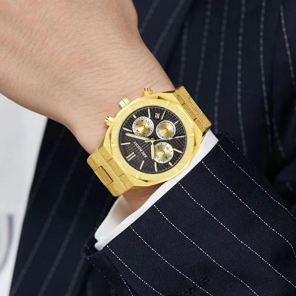 Alloy Quartz Wristwatch Dazzling Brightness New Watch Men Luminous Chronograph Business Waterproof Male Watches with Date