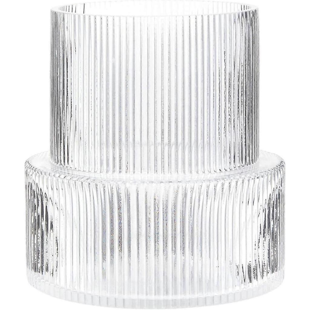 Clear Glass Vase, Ribbed Vase, Fluted Glass Vase, Flower Vase, Modern Vase For Centerpieces, Decorative Vase