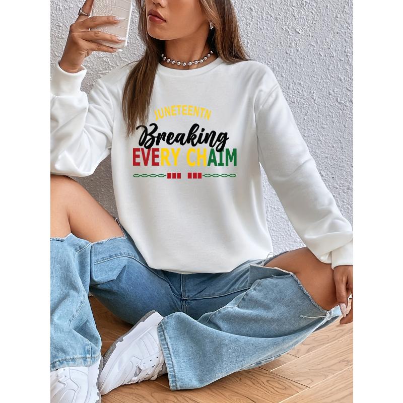 Stylish Breathable Women s Printed Crew Neck Sweatshirt, Perfect for Streetwear Look S