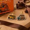 Retro RV Holiday Countdown 24-Day Camping Van Advent Calendar Acrylic Hanging Ornament Set with Desktop Christmas Display 24 Unique Designs,