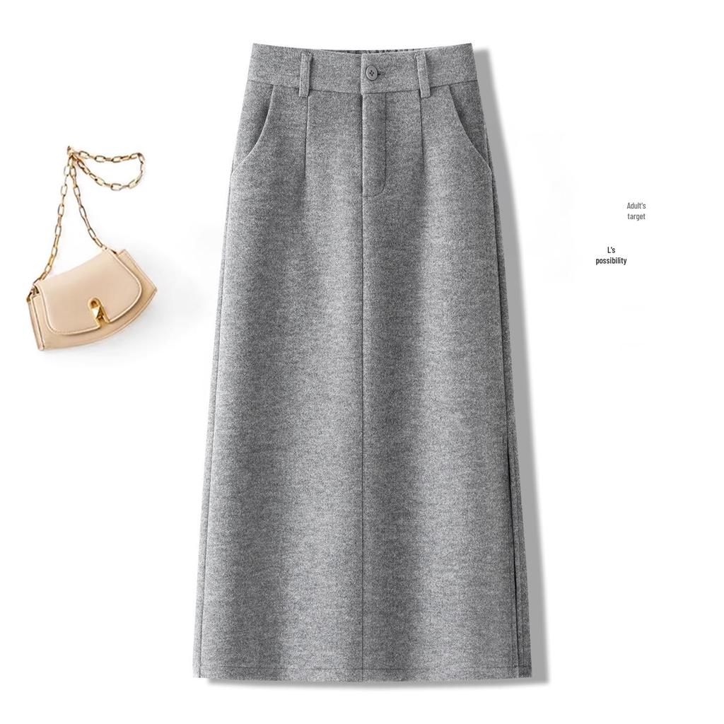 2025 High-Waisted Drapey Warm Slimming Mid-Length Straight Skirt