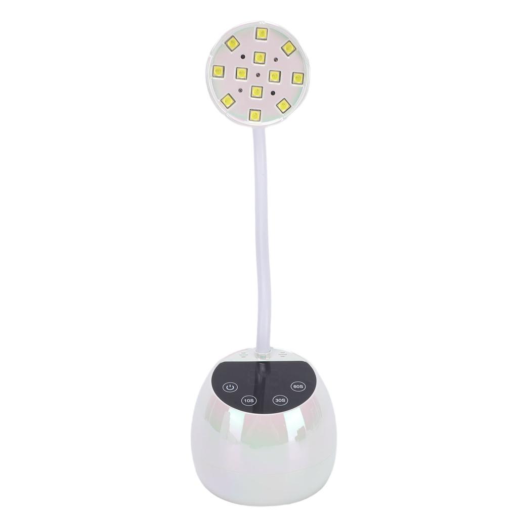 36W Gooseneck Nail Light Rechargeable Quick Drying Cordless LED Nail Lamp Manicure Dryer for Gel Polish White