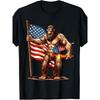 T-shirt Graphique Patriotique Bigfoot Homme S Sasquatch Drapeau Américain Feu d'Artifice Col Rond T-shirt Casual