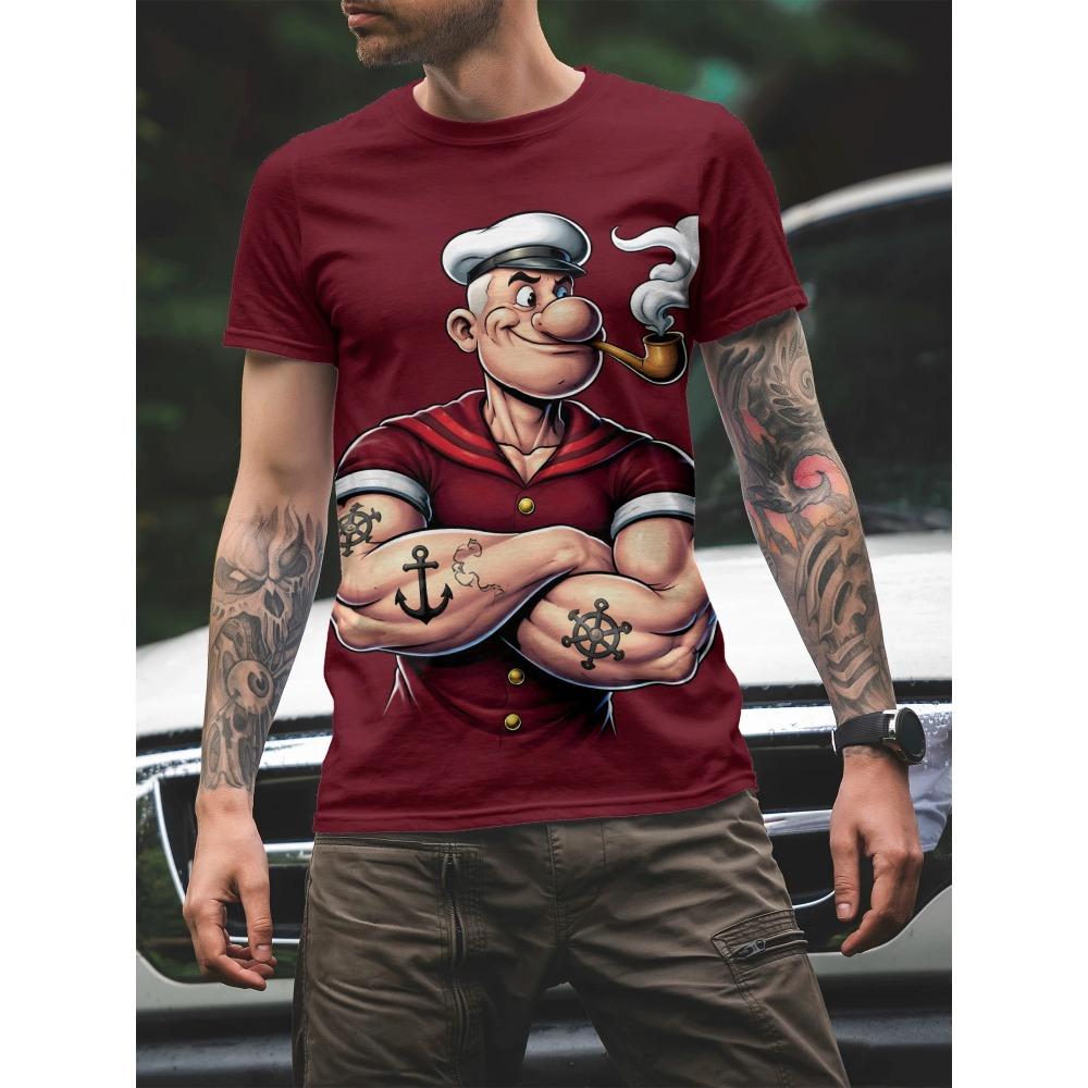 Men's Casual Daily Tshirt for Halloween and The Day of The Dead Theme Humorous Pattern Printed Top Casual Round-neck Top for Men