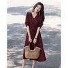 Demana French Style Printed Chiffon V-neck Dress