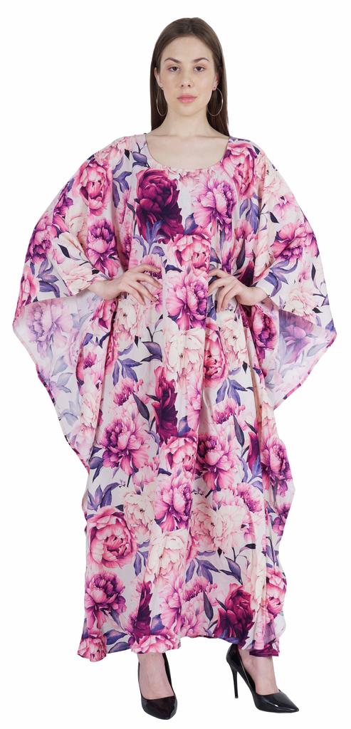 Moomaya Long Kaftan Maxi Dress For Women  s Kimono Sleeves Beachwear Cover Up Plus Size