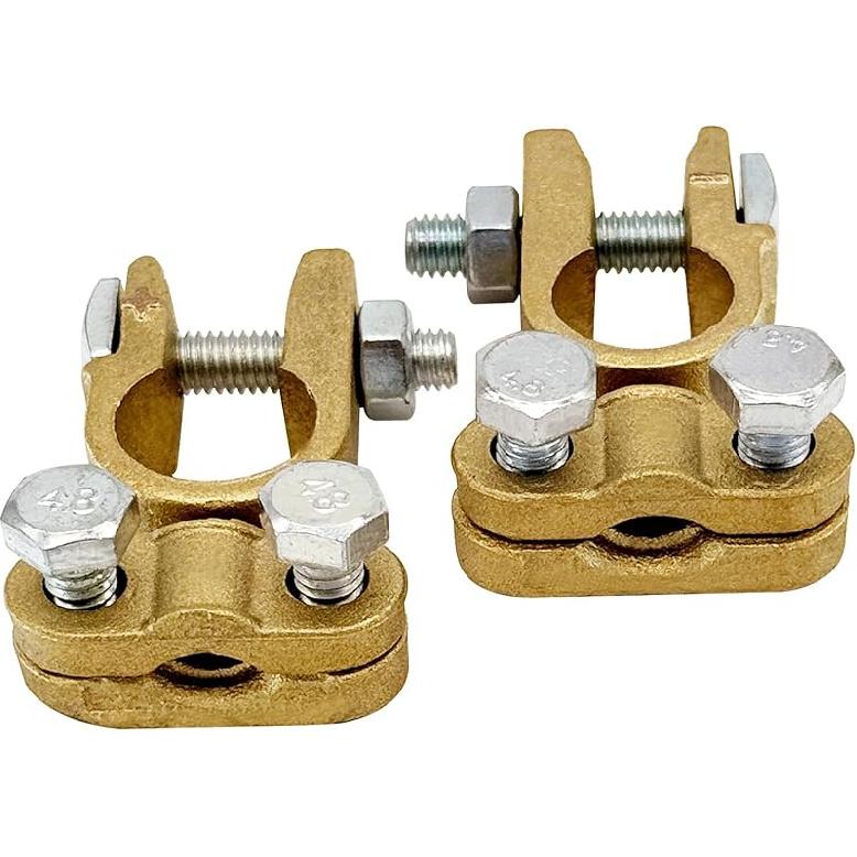 Ampper Brass Battery Terminals Connectors Clamps, Top Post Battery Terminal Protector Set For Marine Car Boat RV Vehicles (1 Pair)