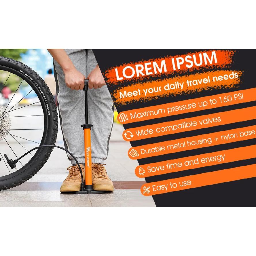 WEST BIKING 160PSI High Pressure Pump Schrader Presta MTB Bicycle Floor Pump Cycling Air Pump Tire Ball Motorcycle Car Inflator