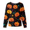 Women's Casual Fashion Long Sleeve Standing Collar Single Breasted Halloween Printed Workwear Jacket Tops