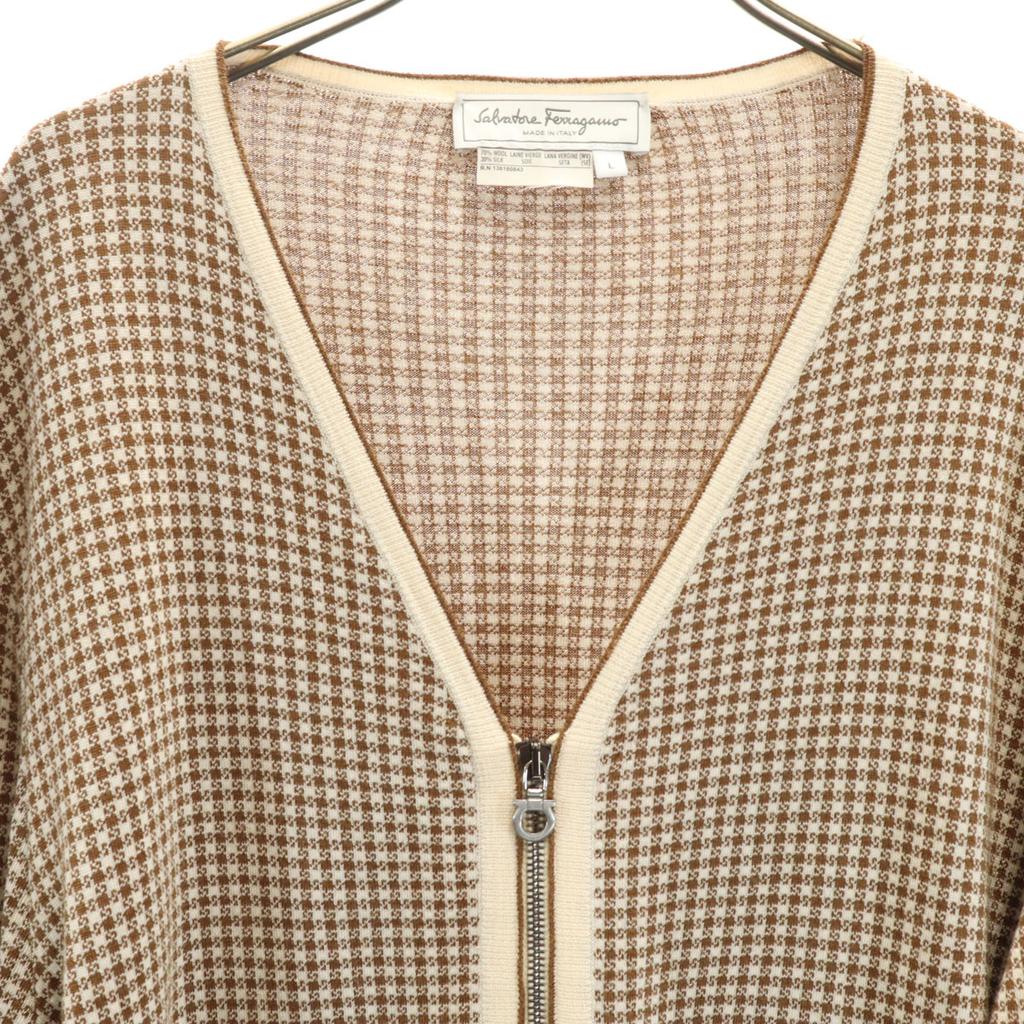 Salvatore Ferragamo Hergestellt in Italien Seidenmischung Overall Griff Langarm Durchgehender Reißverschluss Strickjacke Herren Gebraucht