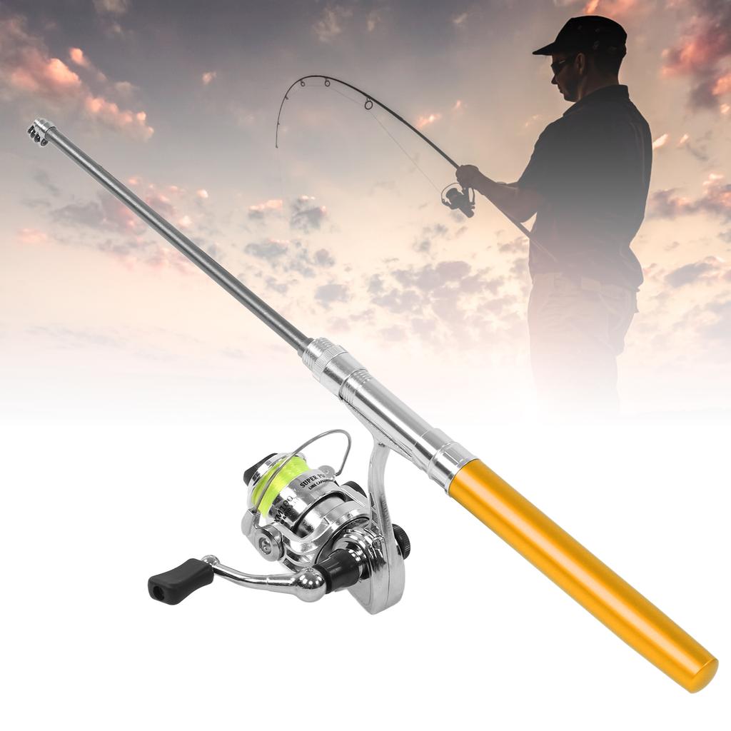 Portable   Pen Shape Fishing Rod Pole   Retractable Fishing Rod with Reel Wheel