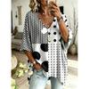Damska Koszulka Plus Size z Dekoltem V i Rękawami nietoperzowymi Bohemian Etniczny Wzór Luźny Top Letni Wygodny Oddychający Codzienne Dojazdy Casualowy Model wyszczuplający