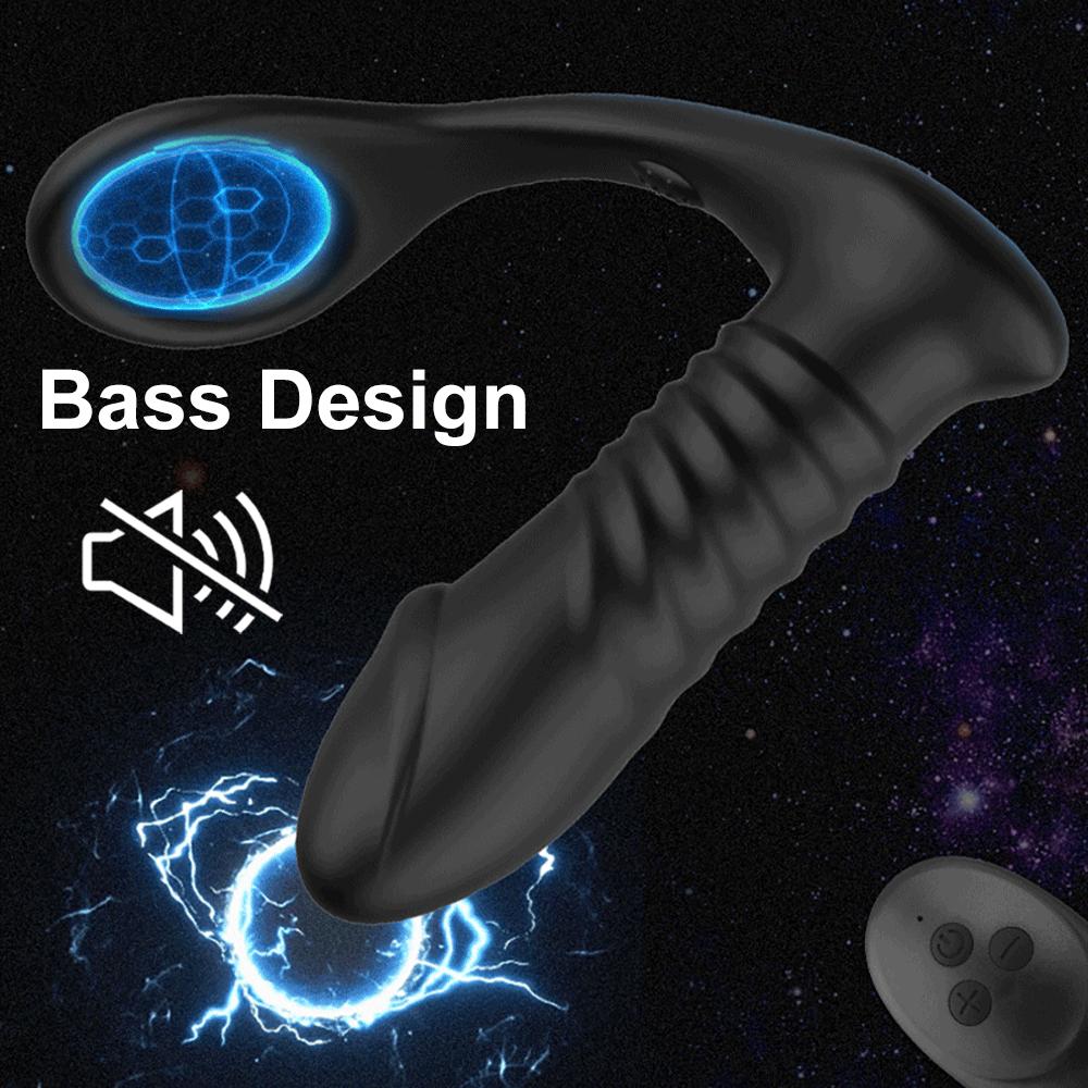 Teleskopiske dildoer Prostata Massasjeapparat Anal Vibrator Forsinkelse Ejakulasjonslås Ring Silikon Anal Butt Plug Hale Sexleketøy for menn Gay