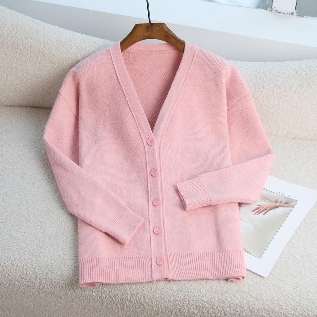 Single-breasted Knitted Cardigan Jacket Loose Long-sleeved Warm Top