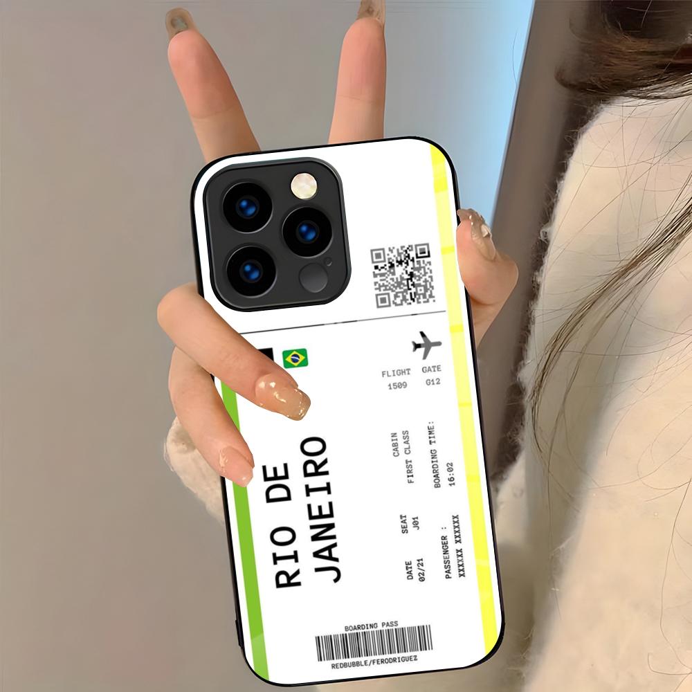 Plane Fight Ticket Phone Case For IPhone 17 Pro Max 16 15 14 Pro Max 13 11 Plus Glass Cover