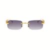 Frameless Rectangular Glasses for Men Women Gold Metal Border Leopard Head Buckle Luxury Fashion Eyewear