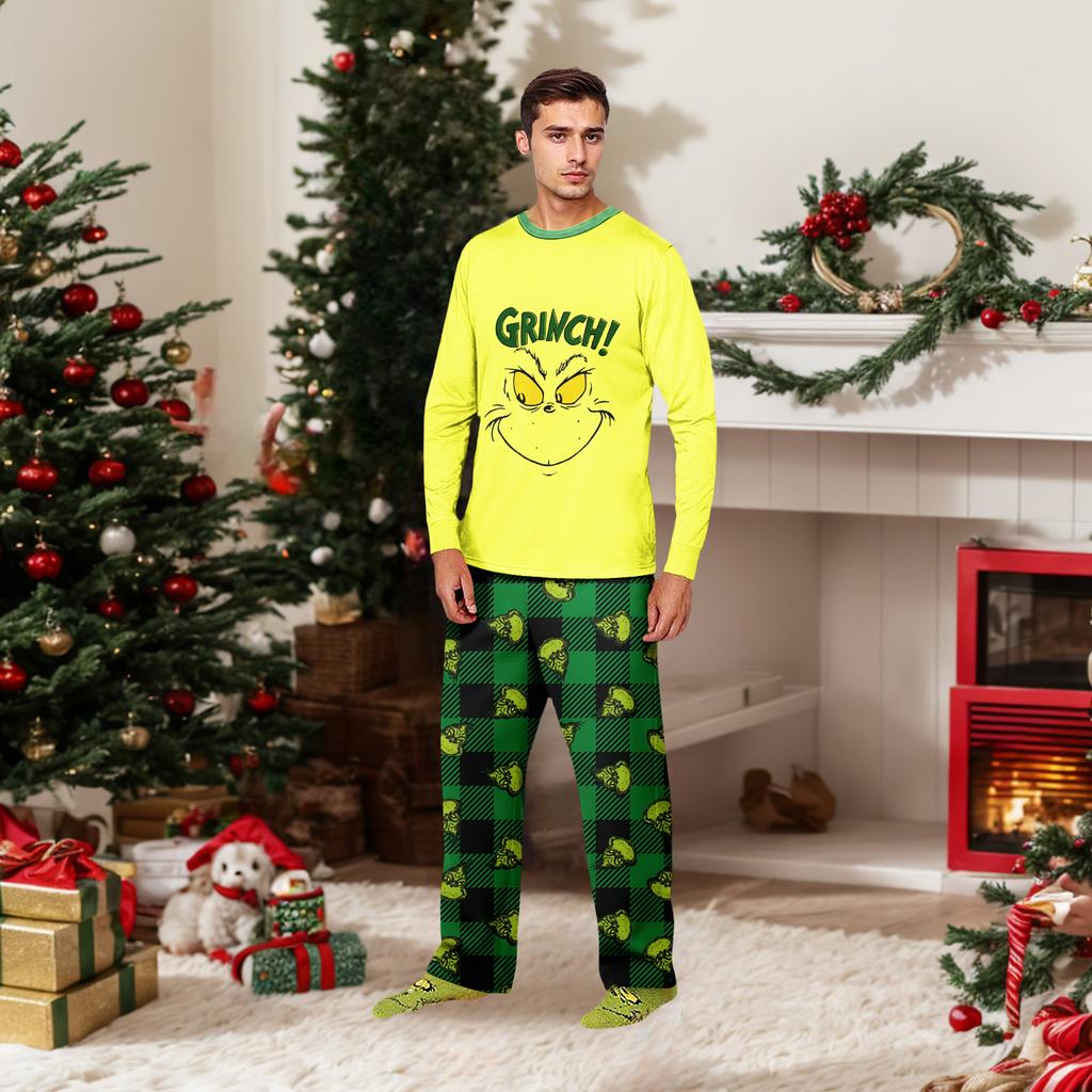 Christmas Print Cute Family Set Pajamas, Home Clothes, Family Set Long Sleeve Top Pants Set