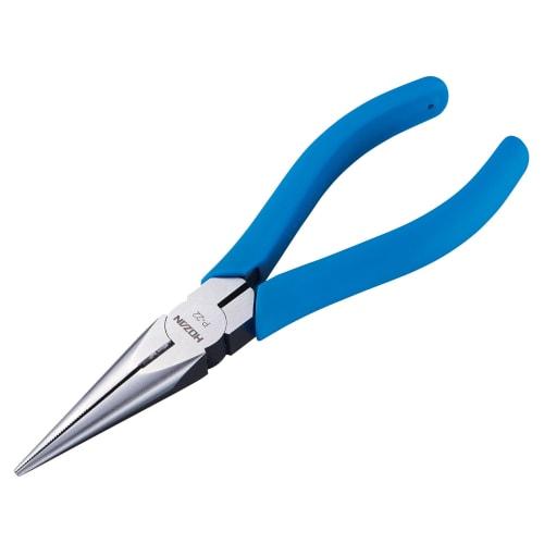 HOZAN P-22 Long Nose Pliers, Premium Grade with a Polished Tapered Finish and Non-Slip Knurling, Cutting Capacity: 2.6mm Diameter Copper Wire, 2mm Str
