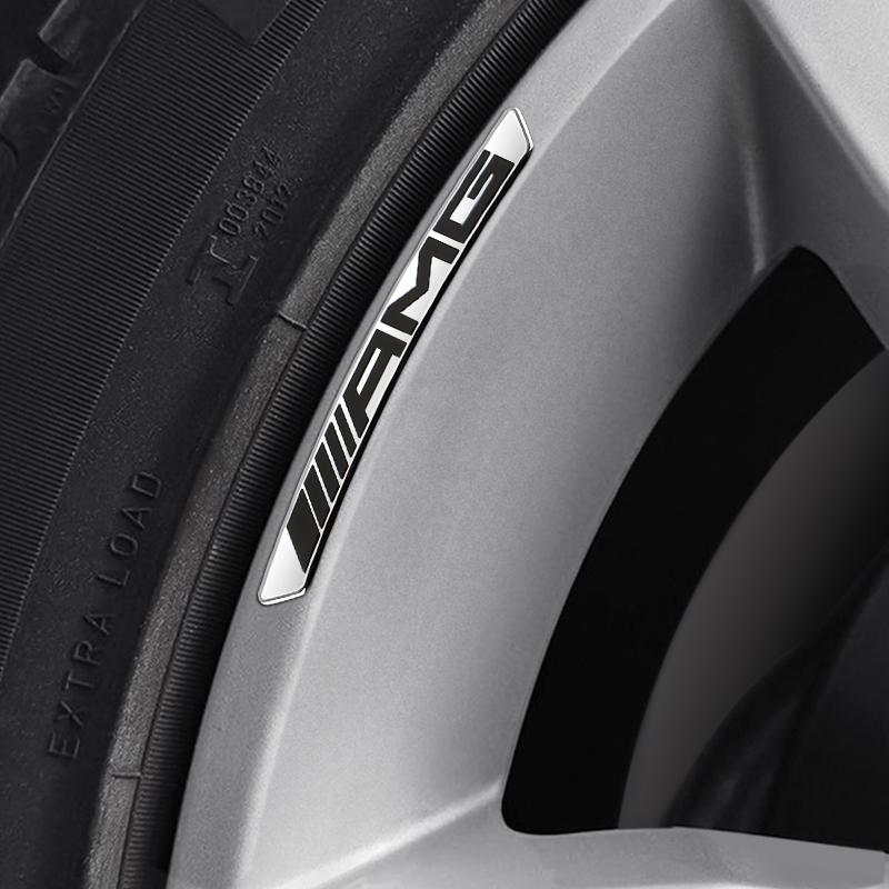 4PCS Car Wheel Rim Sticker For Mercedes Benz AMG GLC X253 A200 260I W206 W447 W213 W220 S500 W106 CLA W140 W168 W108 CLK GLA GLK