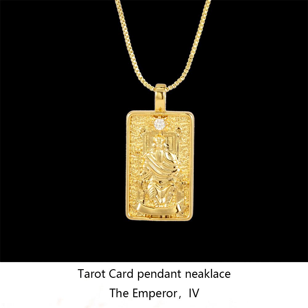 Nordic Solomon Tarot Card Necklace: Trendy Punk Hip Hop Style with Diamond Square Choker for Men and Women