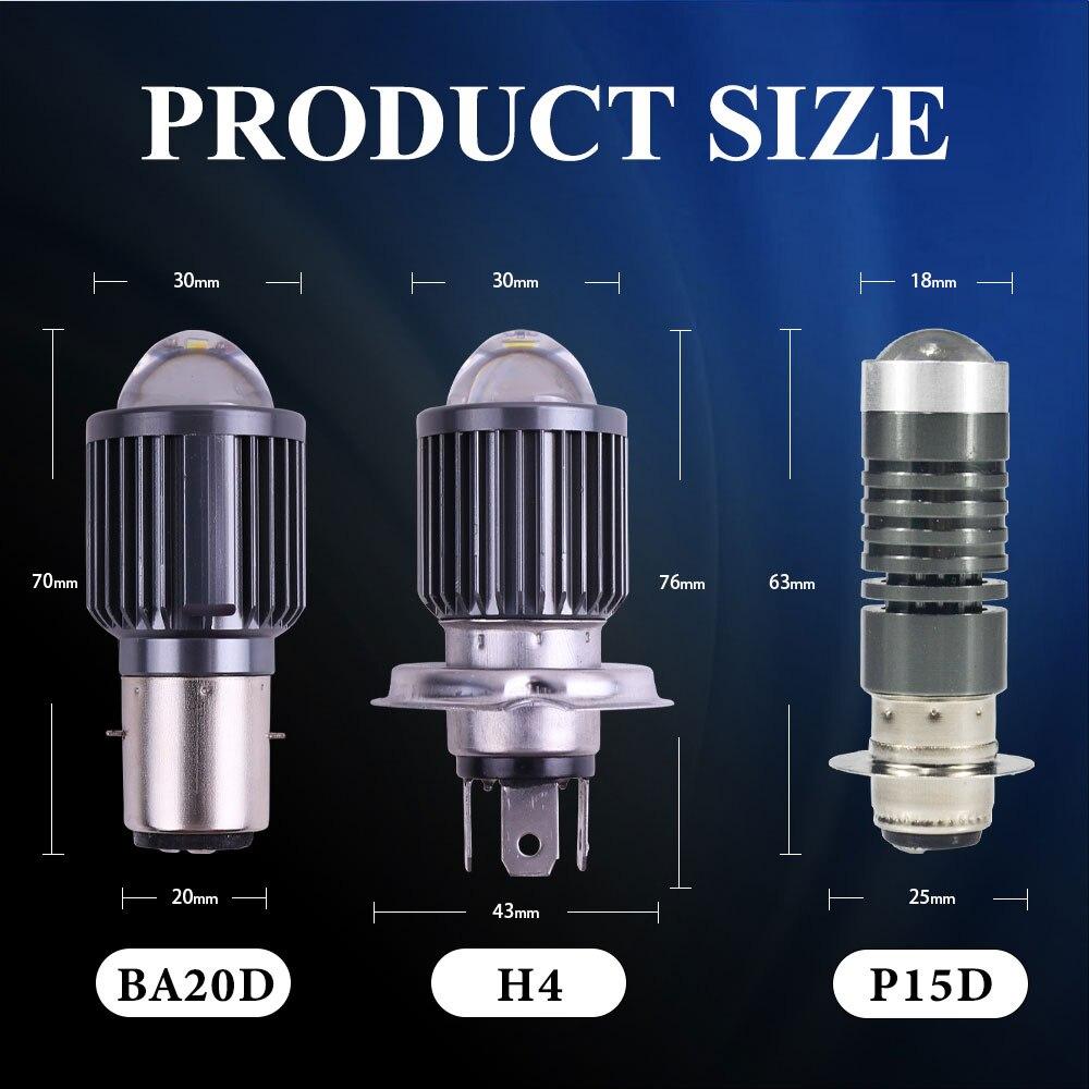 H4 LED Motorcycle Headlight H6 BA20D P15D CSP Led Lens White Yellow Hi Lo Beam Spotlight Motorbike Scooter Running Lamp