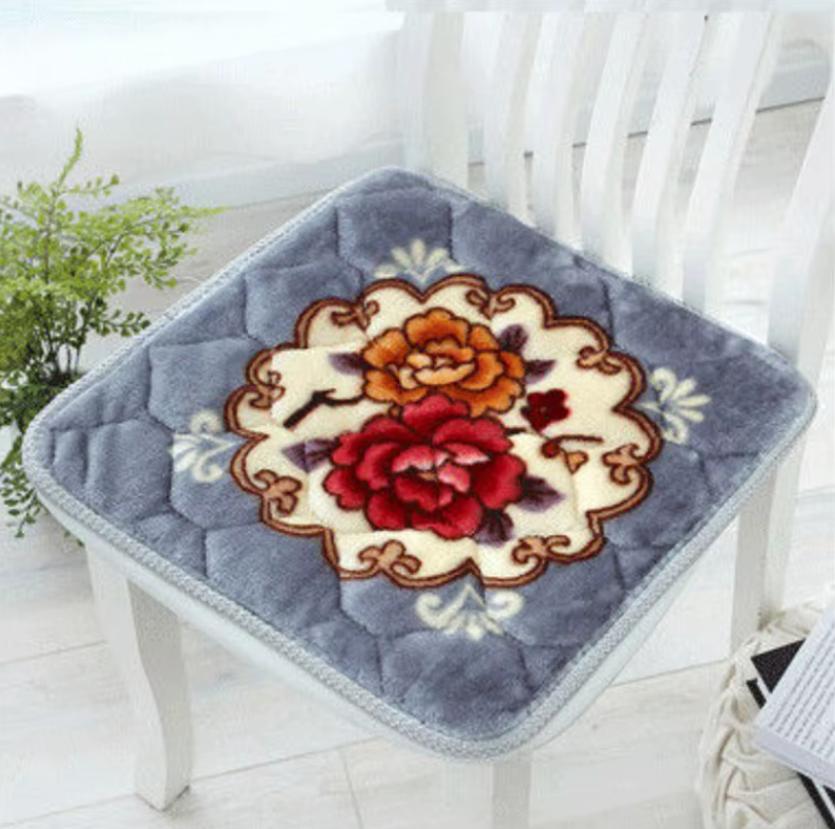 Floral Pattern Dining Chair Cushion Square Soft Office Computer Chair Seat Cushions Winter Car Seat Pad Non-slip Stool Cushions