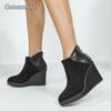 Klobige Absatz-Plateau-Stiefel für Damen Spitz zulaufend Reißverschluss hinten Bequem Lässige Keilabsatz-Stiefeletten Tägliche Laufschuhe für Damen
