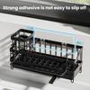 Sink Organizer with Towel Rail Double Compartment Storage Rack Removable Drain Tray Rust-Proof Iron Kitchen Caddy for Sponges Brushes Dishcloths