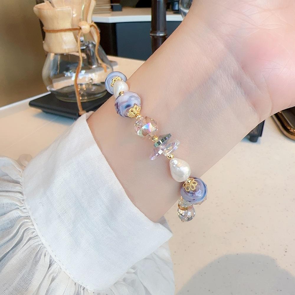 Trendy 100% Natural Freshwater Pearl & Crystal 14K Gold Filled Female Charm Bracelet For Women Christmas Gifts Cheap