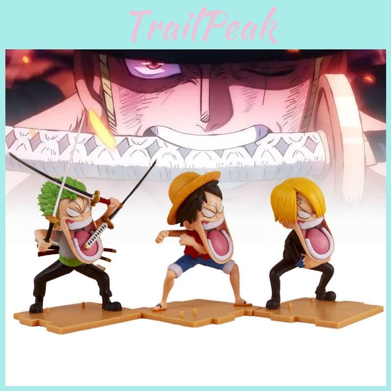 One Piece Luffy Zoro Sanji Pvc Figure Set Anime Collectible Desk Ornament
