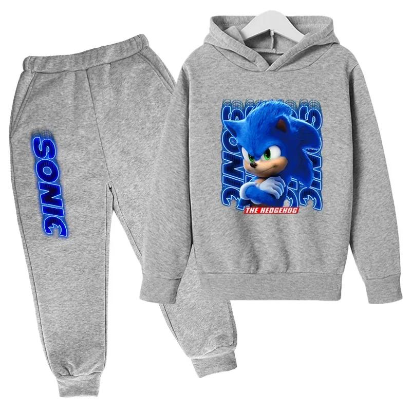 2025 MINISO New Cartoon Sonic Îmbrăcăminte Toamna și Iarna Copiilor Haine Cu Mânecă Lungă Costum Copiilor Sport Hanorac Costum Set