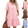 Women's V-Neck Tie-Pocket Short-Sleeve Dress