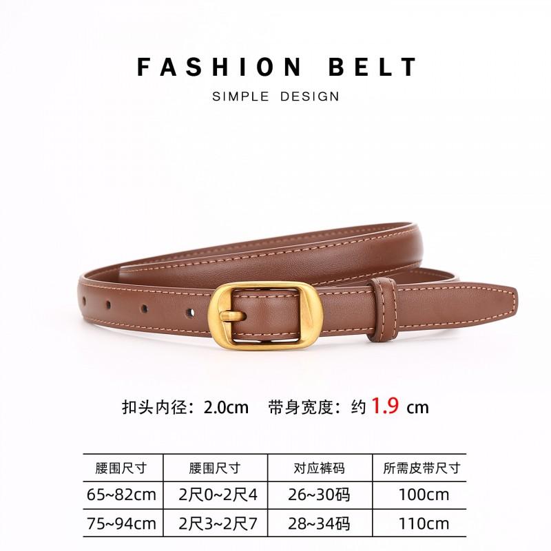 Womens Slim Genuine Leather Belt With Zinc Alloy Buckle Vintage Style Waist Accessory Casual Office Chic Outfits