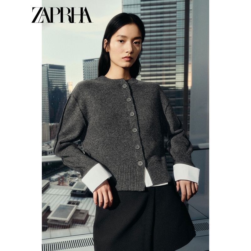 Zaprha 2025 Fall New Arrival Fashion Western Style Long Sleeve Patchwork Casual Knitting Outwear Female Cardigan 1957101