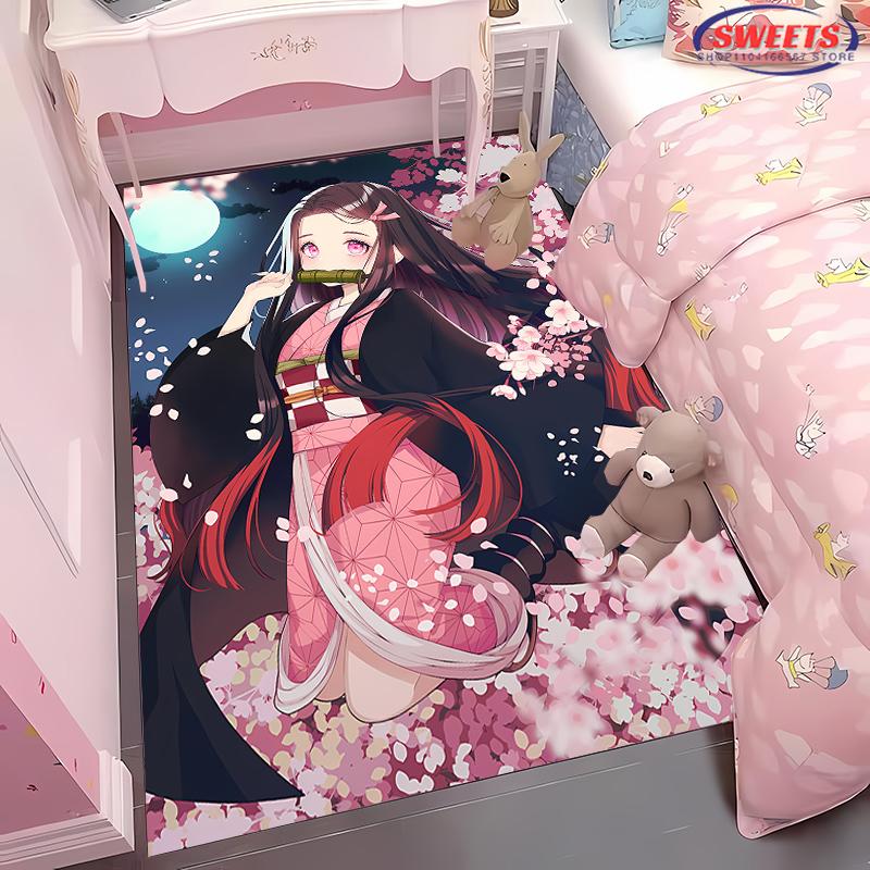 NO.2 Classic Demon Slayer Kamado Nezuko Theme Carpet,Living Room Bedroom Office Kid Room of Choice,Non-slip Machine Washable Mat