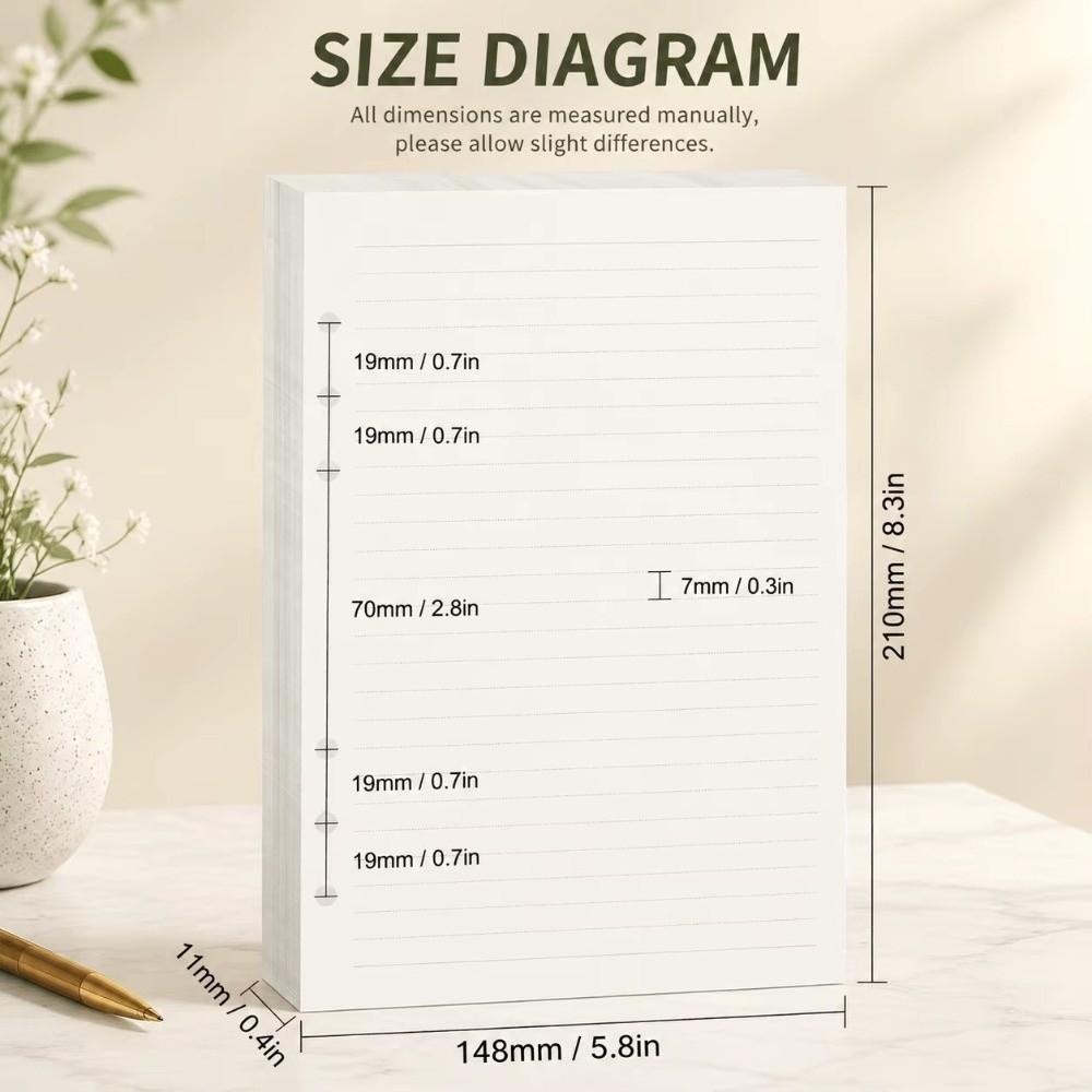 6 Hole Loose Leaf Refills Pages A5 Agenda Pages Portable Inserts Pages  Financial Ledger Budget