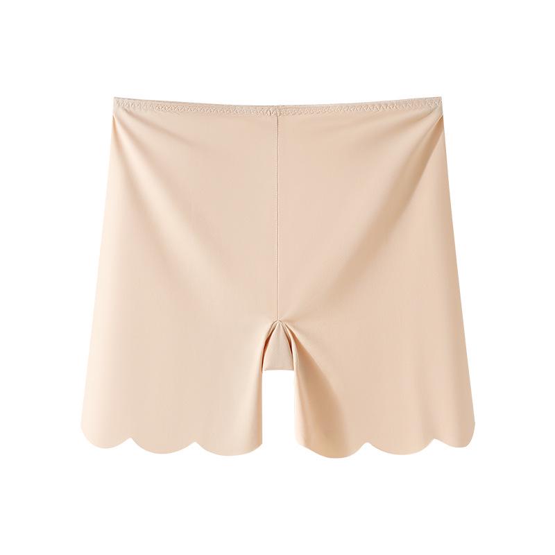 Women's Seamless Ice Silk Low-Waist Safety Shorts - Anti-Exposure, 7A Antibacterial, Thin, No-Roll Hem, White Base Layer
