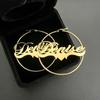 Stainless Steel Custom Personalized Name Hoop Earrings 18K Gold Plated Large Nameplate Jewelry for Women Girls Moms Gifts