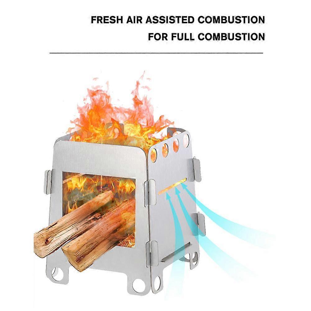 Stainless Steel Wood Burning Folding Camping Stove Lightweight Camping Hiking