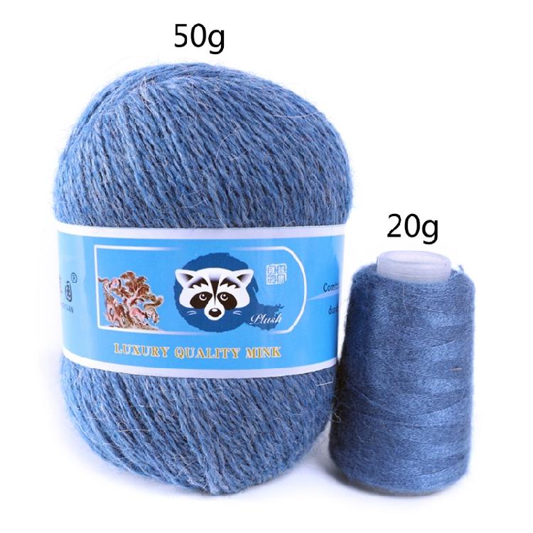 2 Pcs/Pack Long Plush Mink Wool Yarn for Needle Knitting Hand Crochet ,50g+20g