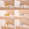 Skyrim Romantic and Sweet Bow Women's Open Ring Stainless Steel Adjustable Ring Simple Style Fashion Bow Ring Jewelry Gift