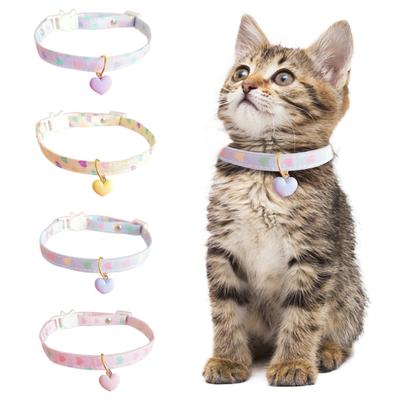 Buckle Comfortable Adjustable Little Cat Scarf Dog Necklace with Heart Pendant for Daily
