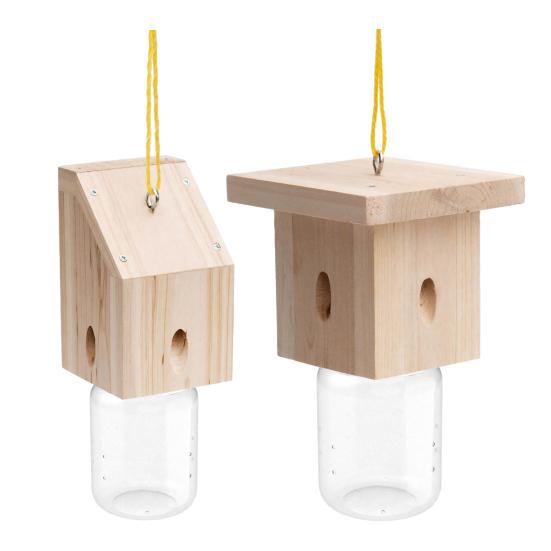 Yousheng Carpenter Bee Trap Nest, Outside Hanging Bee Catcher, Wood And Glass Jar Design, Effective Carpenter Bee Removal for Home Yard