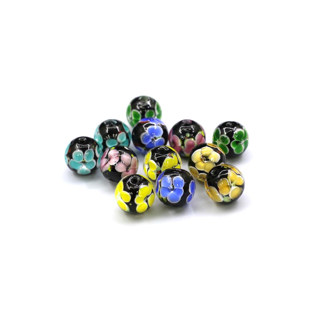 10Pcs DIY Charms Handmade Lampwork Glass Beads Pompon Isolation Beads 14mm For Jewelry Making DIY Pendants Necklace Earrings Accessory
