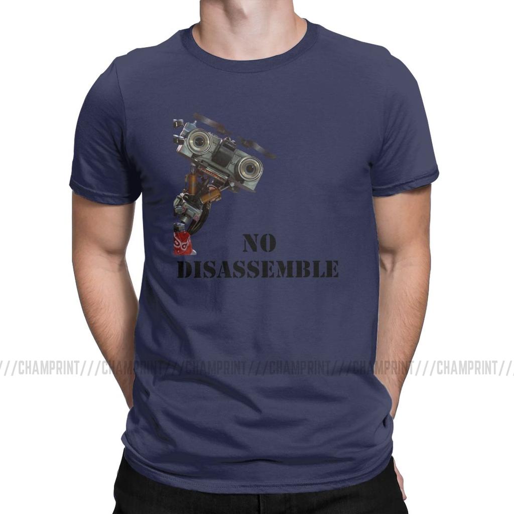 Men TShirt Short Circuit No Disassemble Casual Tee Shirt Johnny 5 80s Retro Robot Movies T Shirts O Neck Clothing Printing