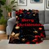 "Merry Christmas" Festive Ornament SetBlanket Flannel Throw Blanket for Sofa, Bed, Travel, Camping, Office