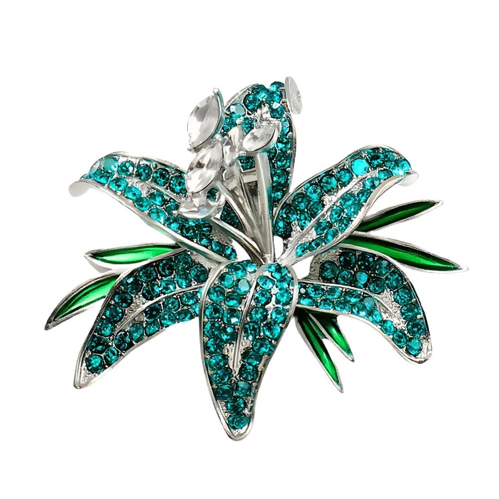 

Corsage Ornament Rhinestones Pin Zinc Zinc Alloy Glossy Brooch Elegant Flower Brooch Men зелёный